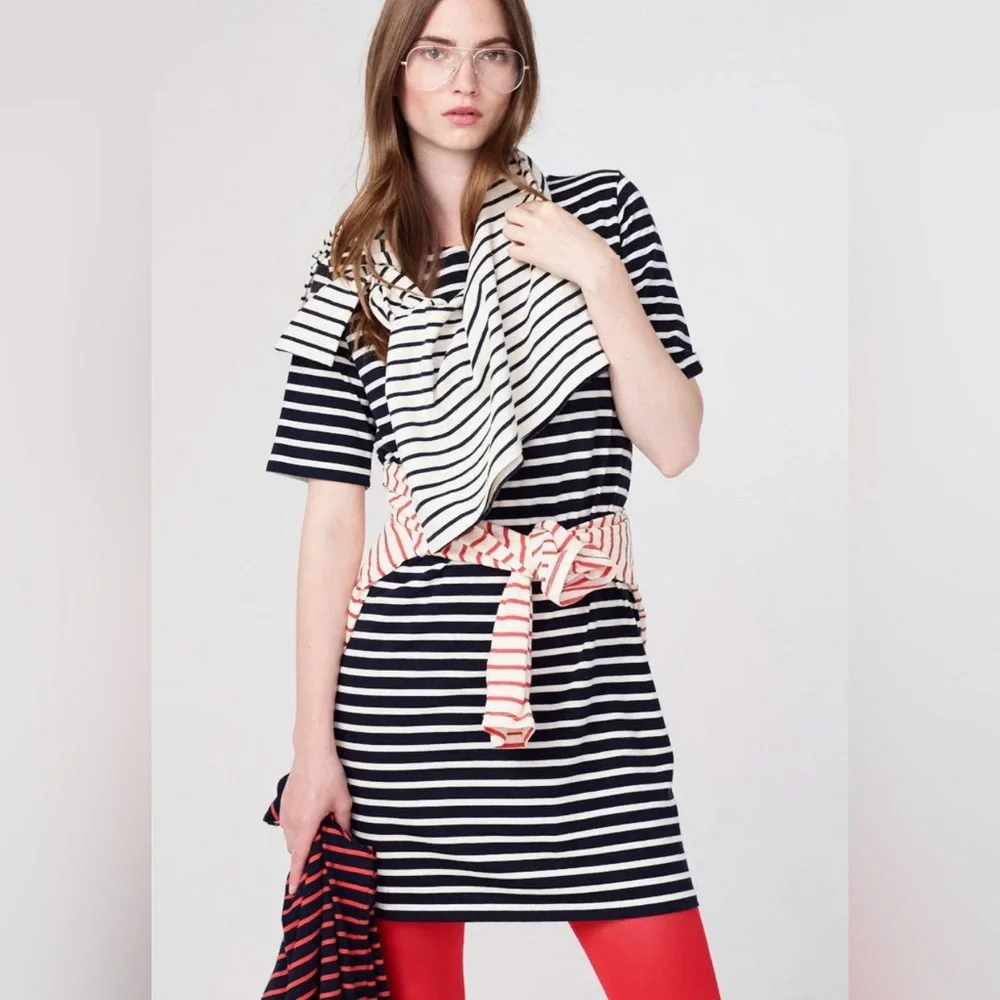 KULE Tee Dress Navy White Stripes Small - Picture 2 of 10